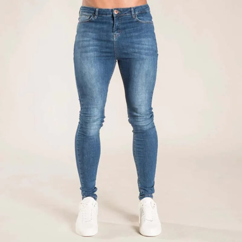 Jeans Elastic Skinny Solid Color Stretch Pencil Pants Slim Fit Denim Jeans Jogging