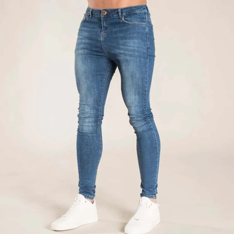 Jeans Elastic Skinny Solid Color Stretch Pencil Pants Slim Fit Denim Jeans Jogging