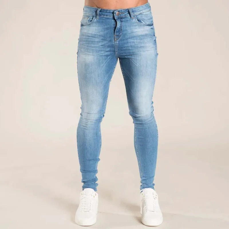 Jeans Elastic Skinny Solid Color Stretch Pencil Pants Slim Fit Denim Jeans Jogging