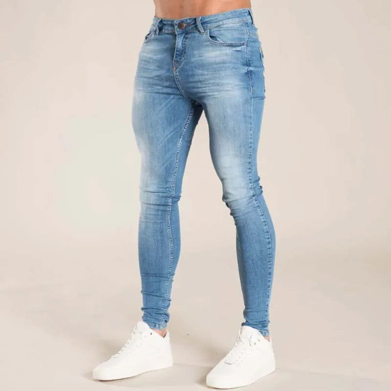 Jeans Elastic Skinny Solid Color Stretch Pencil Pants Slim Fit Denim Jeans Jogging