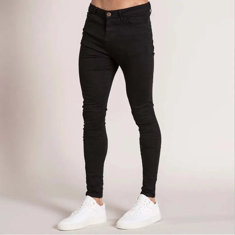 Jeans Elastic Skinny Solid Color Stretch Pencil Pants Slim Fit Denim Jeans Jogging