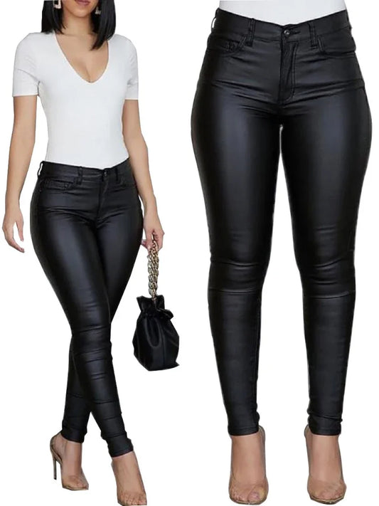 Pants Black Sexy Stretch Bodycon Trousers Women High Waist Solid.